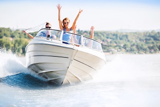 image of boaters on a lake